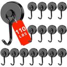 Ganchos magnéticos DIYMAG, capacidade de 50 kg, pretos, pacote com 16 Ganchos magnéticos DIYMAG, capacidade de 50 kg, pretos, pacote com 16
