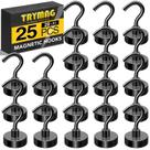 Ganchos magnéticos TRYMAG 25 unidades pretos pesados 13 kg Pull
