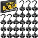 Ganchos magnéticos TRYMAG Black 36 unidades Heavy Duty 13 kg Pull