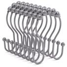 Ganchos para cortinas de chuveiro Bathway Double Hook 12 peças de metal cinza