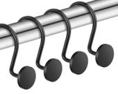 Ganchos para cortinas de chuveiro CHICTIE Black, à prova de ferrugem, conjunto de 12 Ganchos para cortinas de chuveiro CHICTIE Black, à prova de ferrugem, conjunto de 12