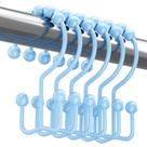 Ganchos para cortinas de chuveiro Titanker, azul resistente à ferrugem, conjunto de 12