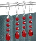 Ganchos para cortinas de chuveiro Yapicoco Gemstone Crystal 12 unidades vermelhas Ganchos para cortinas de chuveiro Yapicoco Gemstone Crystal 12 unidades vermelhas