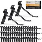 Ganchos Slatwall, pacote com 60, 10 cm, aço preto pesado
