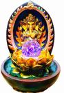 Ganesha Com Flor de Lotus Elefante Fonte de Agua Indiano Com Bola Giratória E Luz