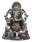 Ganesha de Resina Media na Base cor Dourado com Prata - Decore Casa Ganesha de Resina Media na Base cor Dourado com Prata - Decore Casa