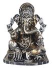 Ganesha De Resina Media Na Base Cor Dourado Com Prata Ganesha De Resina Media Na Base Cor Dourado Com Prata