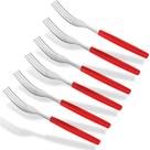 Garfo de Mesa Aço Talher Inox 6 Peça Vermelho Conjunto
