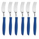 Garfo De Mesa Em Aço Inox Plenus Tramontina Azul 6 unid