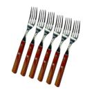 Garfo De Mesa Para Churrasco Polywood Em Aço Inox 6 Peças