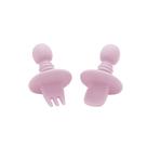 Garfo e Colher Infantil Silicone Resistente Rosa Clingo