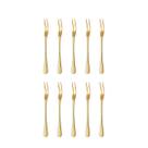 Garfo para Petiscos Frutas Sobremesa Garfinho Dourado Inox 10un