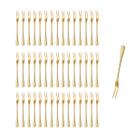 Garfo para Petiscos Frutas Sobremesa Garfinho Dourado Inox 50un