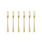 Garfo para Petiscos Frutas Sobremesa Garfinho Dourado Inox 6un