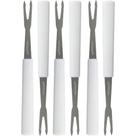 Garfo para petiscos hausfraft aço inox cabo branco - kit c/6 unidades