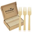 Garfos de bambu descartáveis EcoLipak 300 unidades 17cm compostáveis