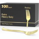 Garfos descartáveis Dealusy Heavy Duty Gold Plastic x100