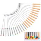 Garfos para fondue Zxmissu, kit com 24 unidades, 24,5 cm, aço inoxidável e madeira Garfos para fondue Zxmissu, kit com 24 unidades, 24,5 cm, aço inoxidável e madeira