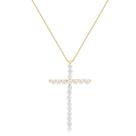 Gargantilha 40cm Com Extensor De 10cm Crucifixo Com Pérolas