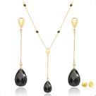 Gargantilha 45cm E Brinco Ouro 18k 750 Zircônias