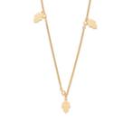 Gargantilha banhado ouro 3x 24k 18k e 22k feminino 3 pingentes mão hamsã penduradas rommanel 532352