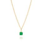 Gargantilha banhado ouro 3x 24k 18k e 22k feminino elo cadeado e zircônia quadrada rommanel verde 532398