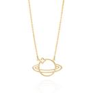 Gargantilha banhado ouro 3x 24k 18k e 22k feminino elo cadeado pingente rommanel planeta saturno 532484