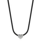 Gargantilha Chocker Camurça Preta Com Ping Coração Cravejado