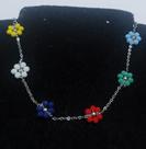 Gargantilha Chocker em Aço Inox com Flores Coloridas