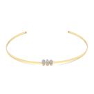 Gargantilha Choker Rígida Tres Pingentes Cravejados Folheado