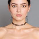 Gargantilha Choker Tattoo Preta Colar Nylon Esticável Feminino Acessório Punk Rock Emo Unissex Gargantilha Choker Tattoo Preta Colar Nylon Esticável Feminino Acessório Punk Rock Emo Unissex