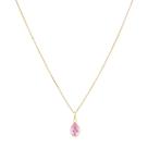Gargantilha Colar 50cm Ponto De Luz Pingente Gota Rosa Em Ouro 18k 750
