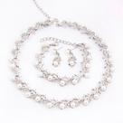 Gargantilha Colar Brinco Pulseira Noiva Prata Strass Perola
