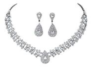 Gargantilha Colar Brinco Strass Gota Prata Noiva Festa Luxo