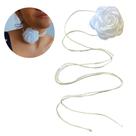 Gargantilha Colar Choker Flor De Tecido Fashion Blogueira