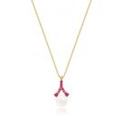 Gargantilha Colar Em Ouro 18k Com Pérola E Zircônias Rosa