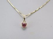 Gargantilha Colar Veneziana 45cm Ponto De Luz Coração Rosa Em Ouro 18k 750