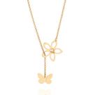 Gargantilha Com Flor E Borboleta Folheada Rommanel 531162 Cor:Dourado