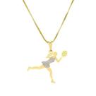 Gargantilha Com Pingente Tenista Fitness Banhado a Ouro