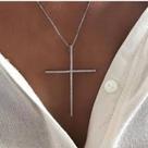 Gargantilha crucifixo Prata 925 cravejado com micro zircônias ao redor colar cruz feminina Gargantilha crucifixo Prata 925 cravejado com micro zircônias ao redor colar cruz feminina