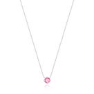 Gargantilha de Prata com Ponto de Zircônia Rosa