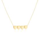 Gargantilha Em Ouro 18k 4 Corações Amarelo 50cm