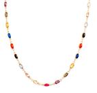 Gargantilha em ouro 18k/750 pedras zirconias coloridas 3x5 - 45cm