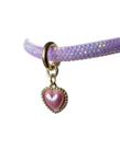 Gargantilha em Strass com Berloque de Coração Lilás para cachorro e gato