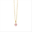 Gargantilha Feminina Bailarina Ouro 18 K 750 40cm Pingente Coração rosa claro
