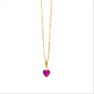 Gargantilha Feminina Bailarina Ouro 18 K 750 40cm Pingente Coração rosa escuro