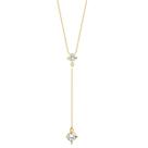 Gargantilha Gravatinha Ponto Luz Cristal Folheado Ouro