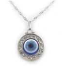 Gargantilha olho grego com circulo de strass 1,8cm (be) - prateado Gargantilha olho grego com circulo de strass 1,8cm (be) - prateado