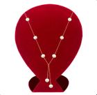 Gargantilha Ouro 18k 750 Corrente Veneziana Com Pérolas 6mm