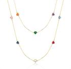 Gargantilha Ouro 18k Com Zircônias 5mm Coração - 45 cm Colorida